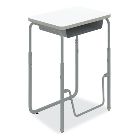 SAFCO AlphaBetter 2.0 Height-Adjust Student Desk with Pendulum Bar, 27.75 x 19.75 x 29 to 43, Dry Erase 1224DE